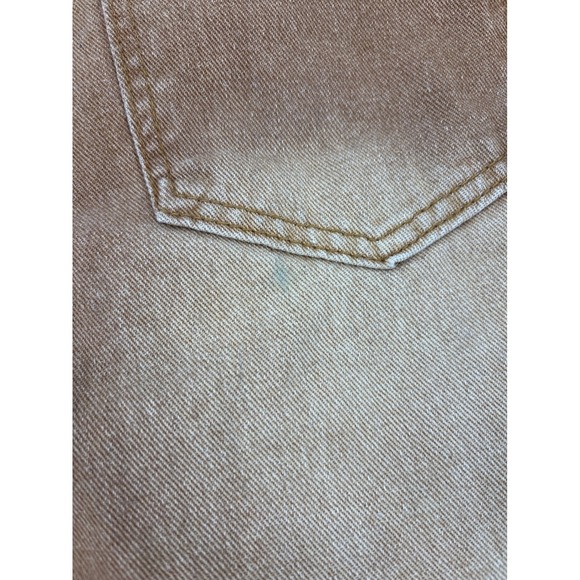 Boho grunge tan Cropped Flare distressed Raw Hem stretch Denim jeans festival M - Picture 4 of 4